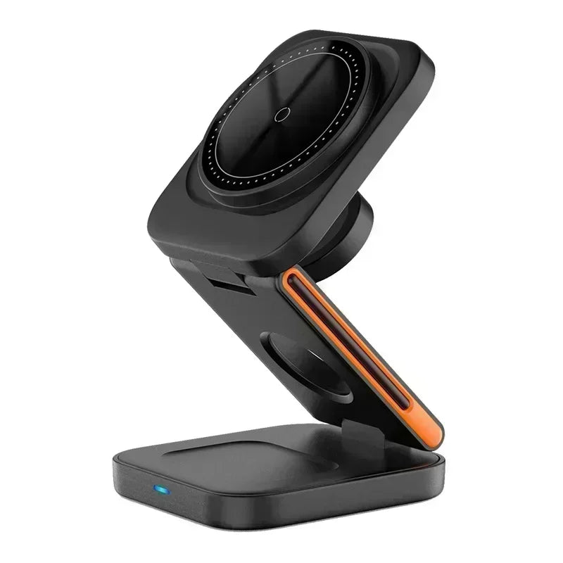 3 in 1 Foldable Magnetic Wireless Charger Stand Fast Charging Station for iPhone 16 15 14 13 12 iWatch 10-2 Airpods Pro Max